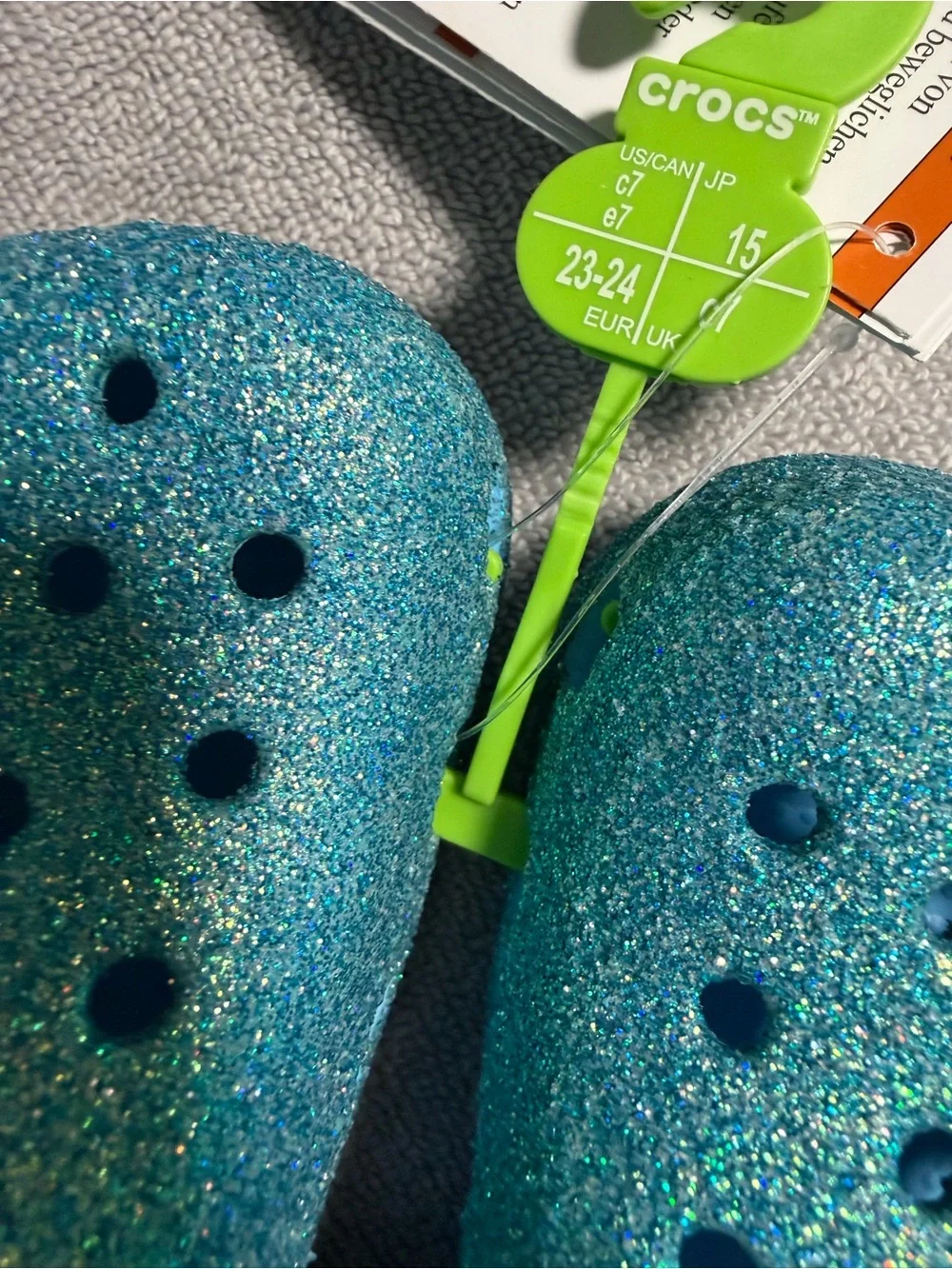 CROCS Kids' Sparkle Clogs - Teal Glitter